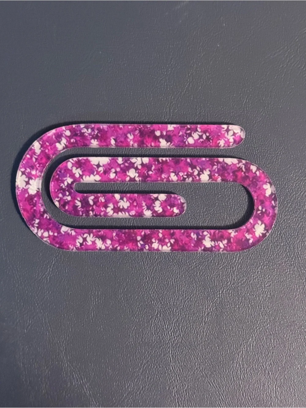 Oversized Magenta Floral Acrylic Paper Clip Bookmark | Jumbo Planner Bookmark